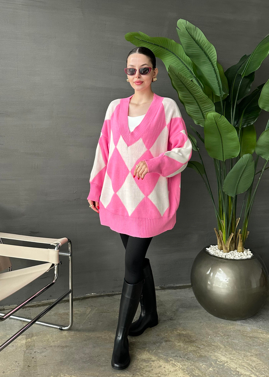 V Yaka Baklava Kazak PEMBE