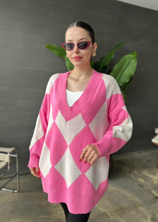 V Yaka Baklava Kazak PEMBE