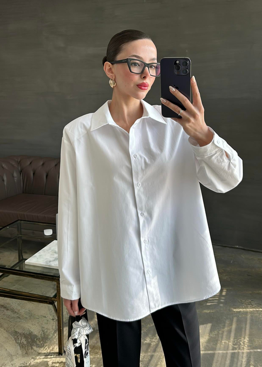 Vatkalı Basic Poplin Gömlek BEYAZ