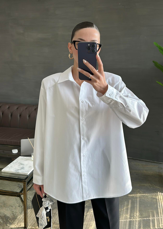 Vatkalı Basic Poplin Gömlek BEYAZ