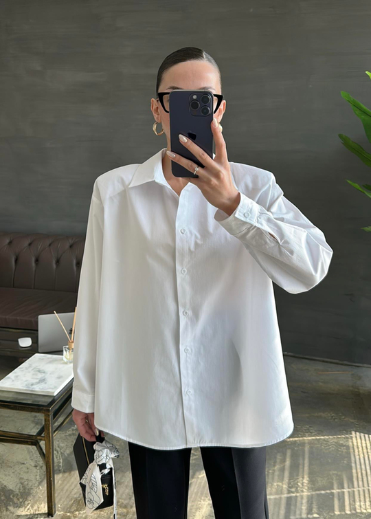 Vatkalı Basic Poplin Gömlek BEYAZ
