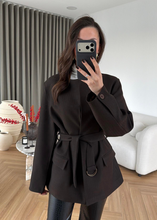 Vibe Kemerli Blazer ACI KAHVE