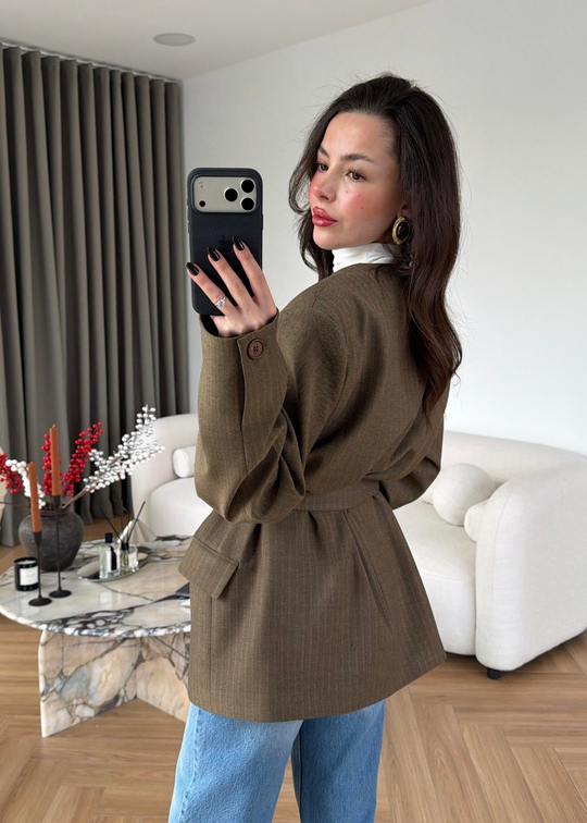 Vibe Kemerli Blazer HAKİ