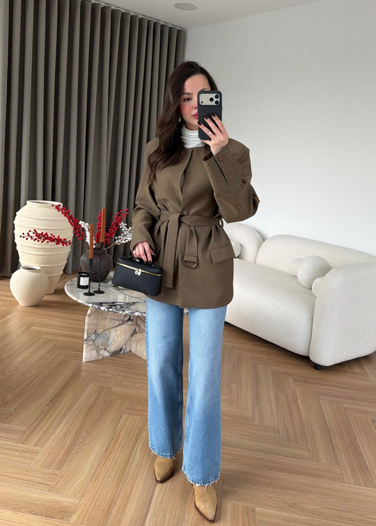 Vibe Kemerli Blazer HAKİ