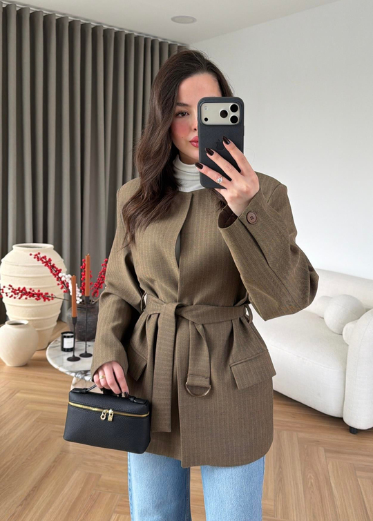 Vibe Kemerli Blazer HAKİ