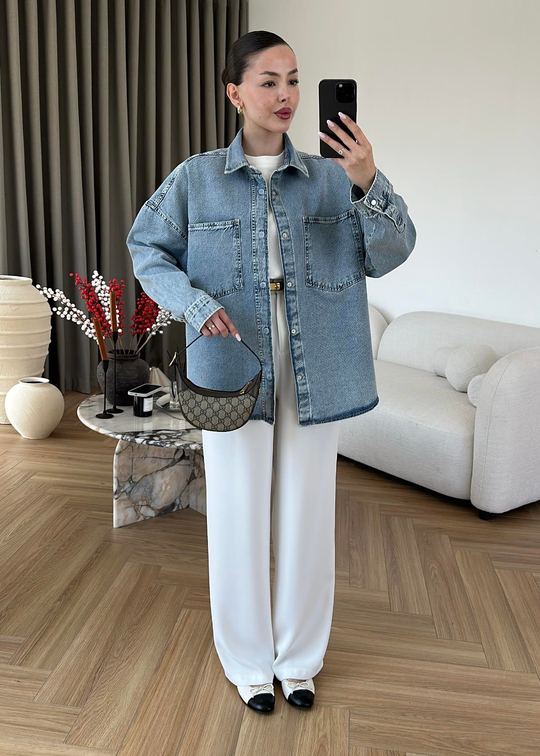 Violet Muadil Denim Gömlek AÇIK MAVİ