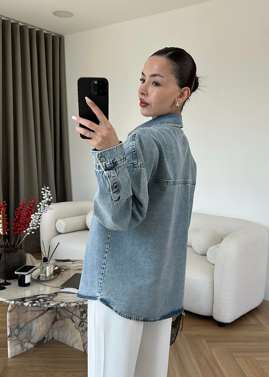 Violet Muadil Denim Gömlek AÇIK MAVİ