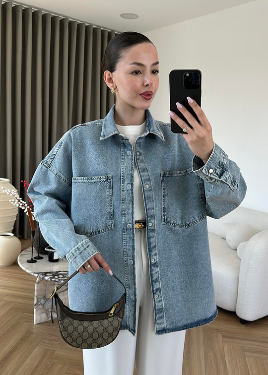 Violet Muadil Denim Gömlek AÇIK MAVİ