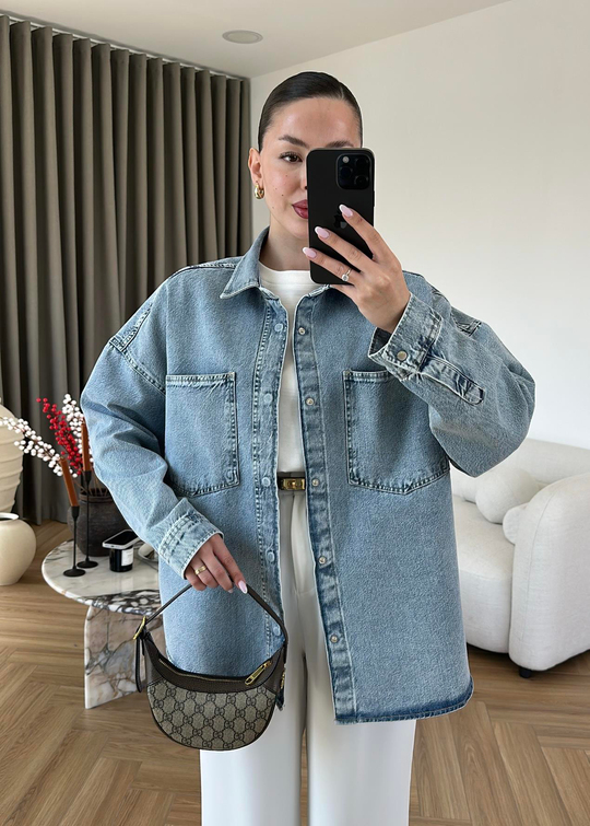 Violet Muadil Denim Gömlek AÇIK MAVİ