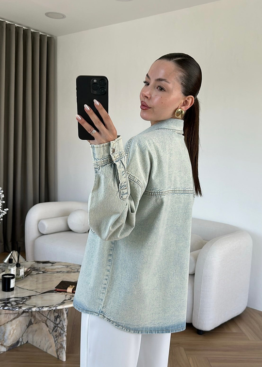 Violet Muadil Denim Gömlek BUZ MAVİ