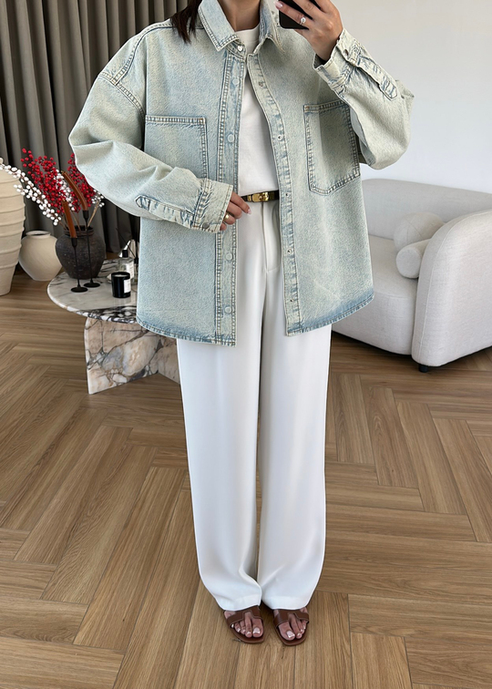 Violet Muadil Denim Gömlek BUZ MAVİ