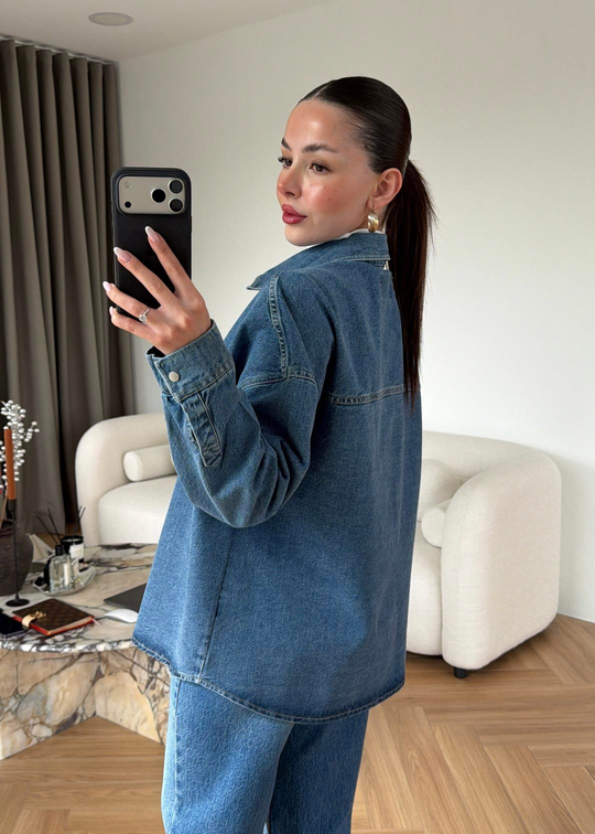 Violet Muadil Denim Gömlek MAVİ