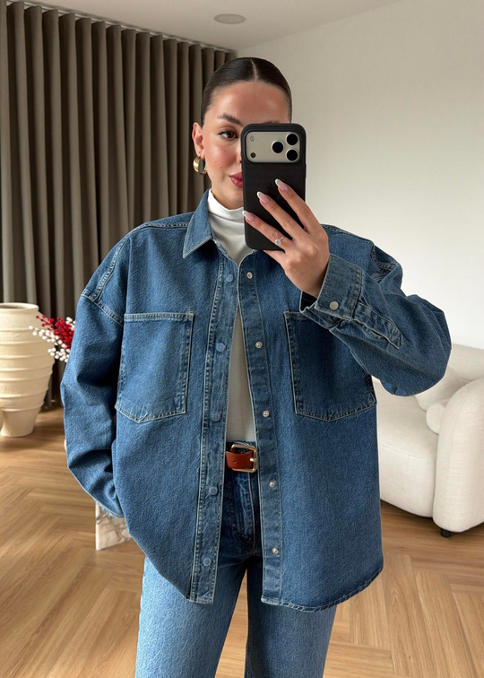 Violet Muadil Denim Gömlek MAVİ