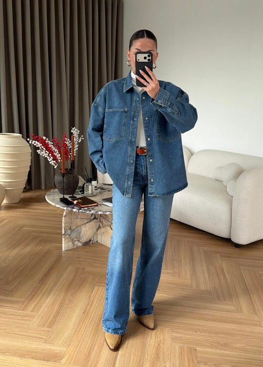 Violet Muadil Denim Gömlek MAVİ