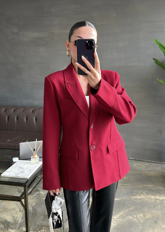 Volanlı İki Düğme Ceket BORDO