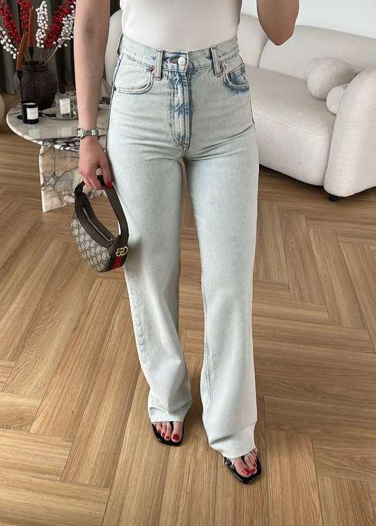 Wood Straight Jean BUZ MAVİ