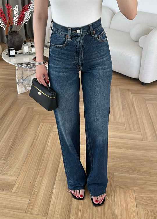 Wood Straight Jean LACİVERT
