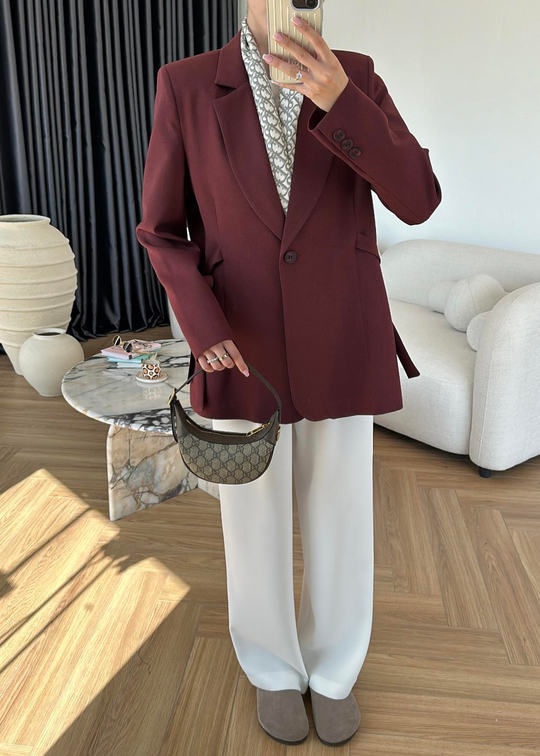 Yandan Bağcıklı Ceket BORDO