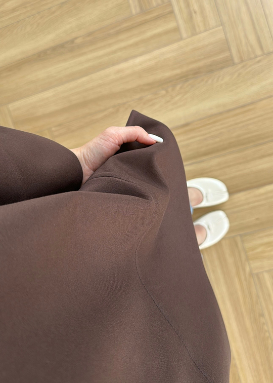 Yanı Yırtmaçlı Uzun Kollu Sweat ACI KAHVE