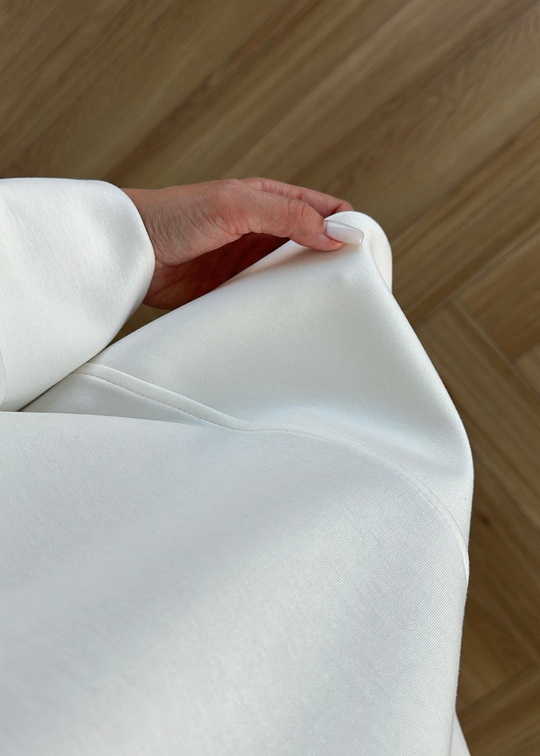 Yanı Yırtmaçlı Uzun Kollu Sweat BEYAZ