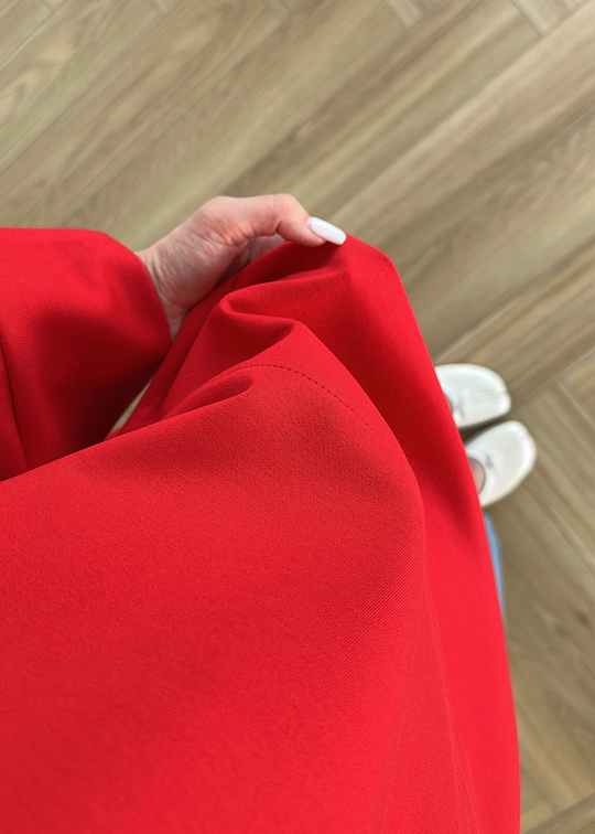 Yanı Yırtmaçlı Uzun Kollu Sweat KIRMIZI