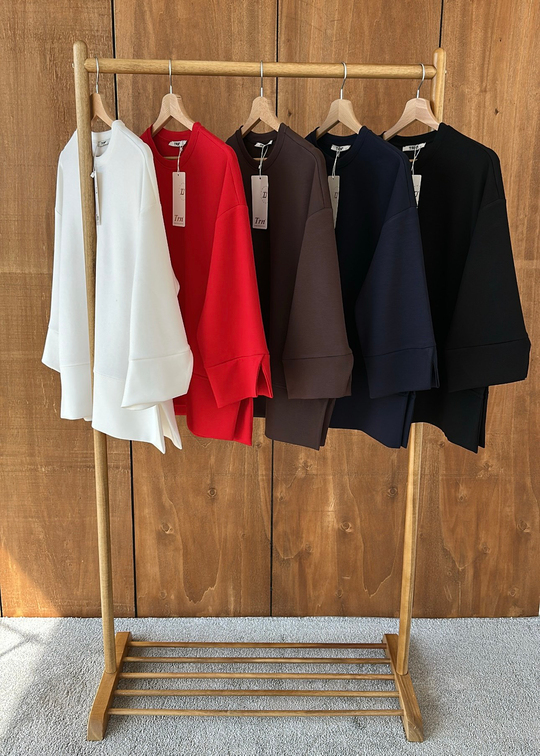 Yanı Yırtmaçlı Uzun Kollu Sweat LACİVERT