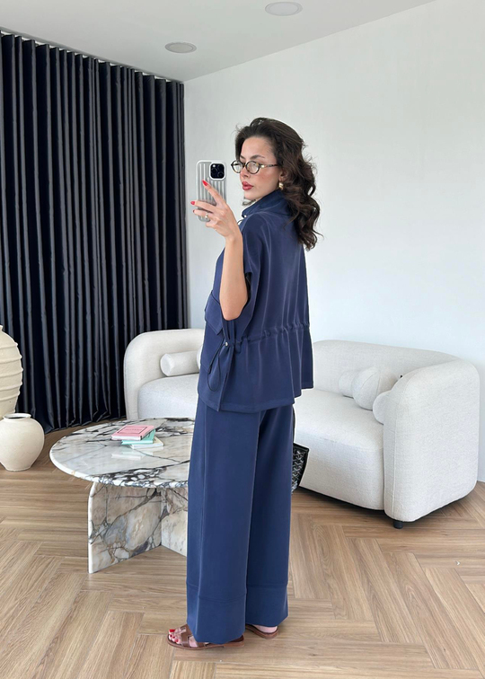 Yelekli Fermuarlı Modal Takım LACİVERT