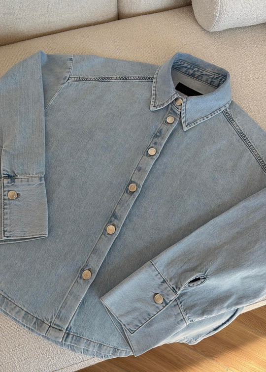 Yumuşak Dokulu Denim Gömlek BUZ MAVİ