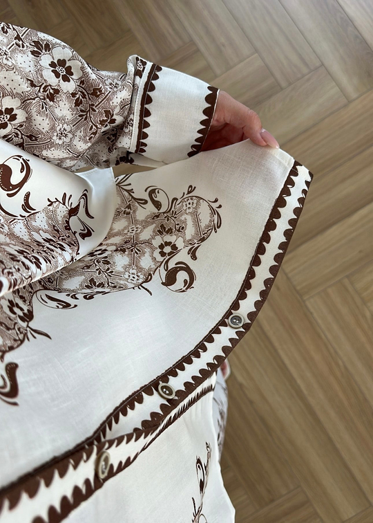 Zimmer Desenli Üçlü Takım KAHVE
