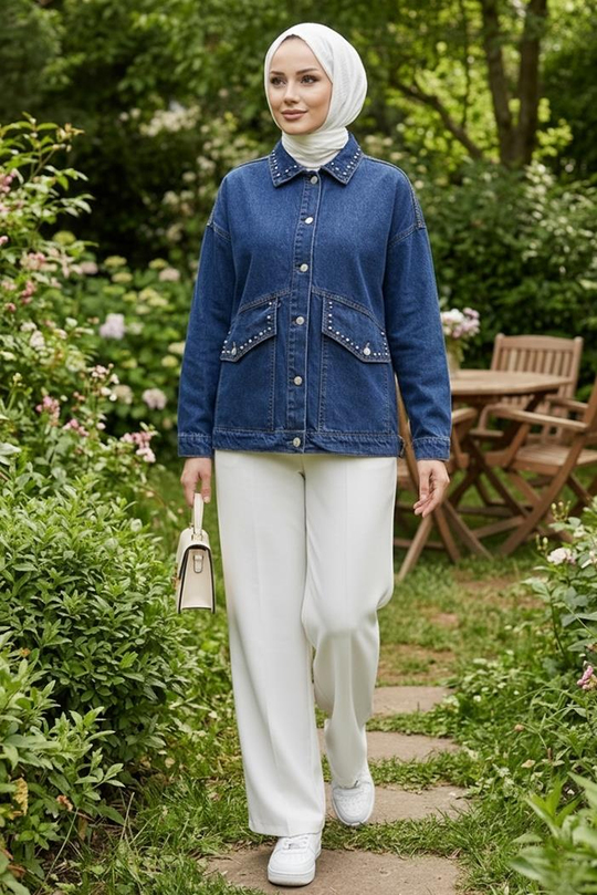 Oversize Kot Ceket 983 - Koyu Mavi