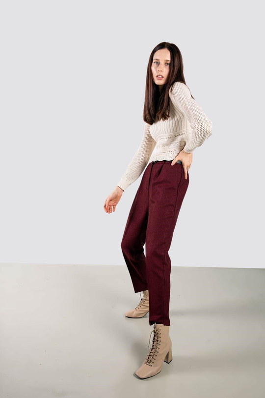 Ajur örme detaylı crop triko crop - Krem Rengi