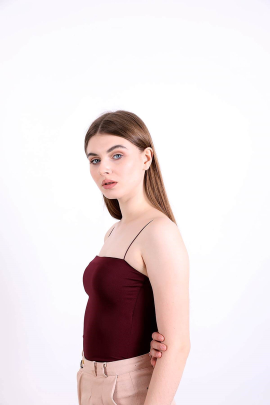 İnce Askılı Body çıtçıtlı - Bordo