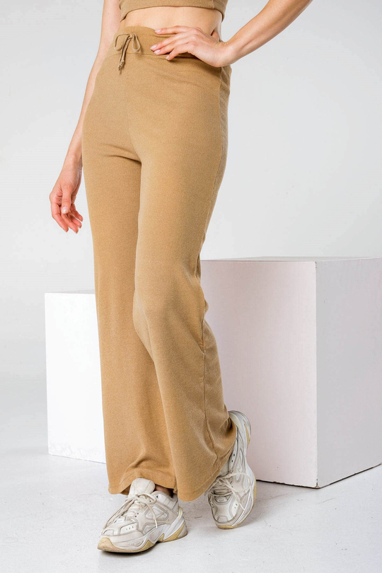 Krem Rengi Fitilli Eşofman Bustiyer Takım