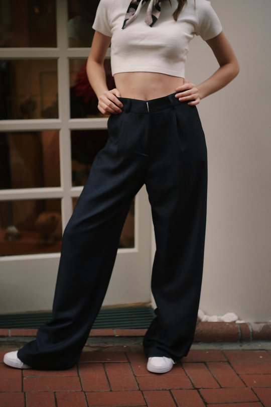 Palazzo Pamuk Kadın Lacivert Kumaş Pantolon