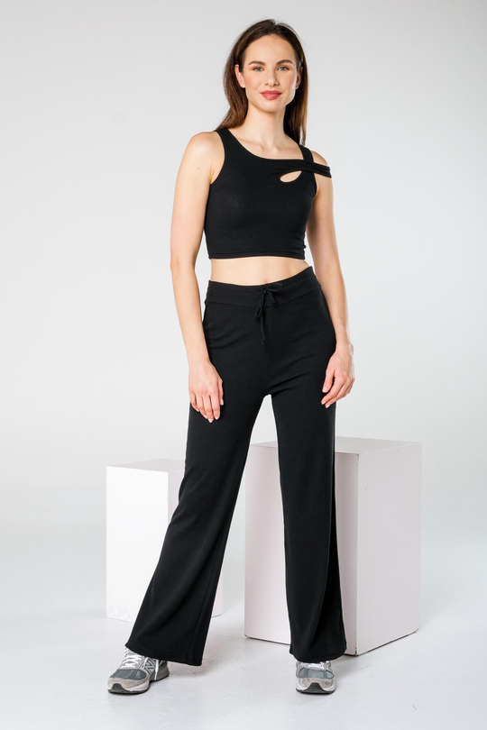 Siyah Fitilli Eşofman Bustiyer Takım