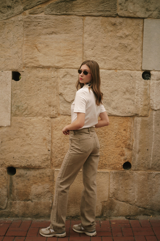 Straight Düz Paça Kadın Kahverengi Denim Jean Kot Pantolon