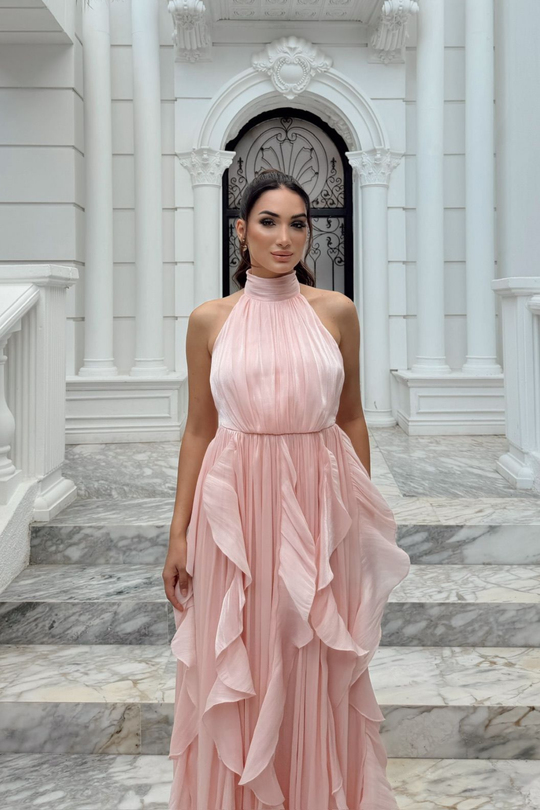 Ada Dik Yaka Fırfırlı Abiye 6073