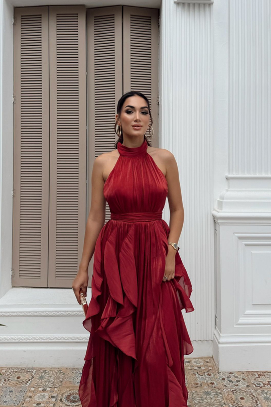Ada Dik Yaka Fırfırlı Abiye 6073