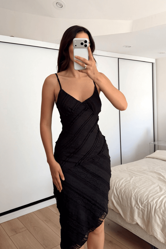Begüm İp Askılı Midi Elbise 3082