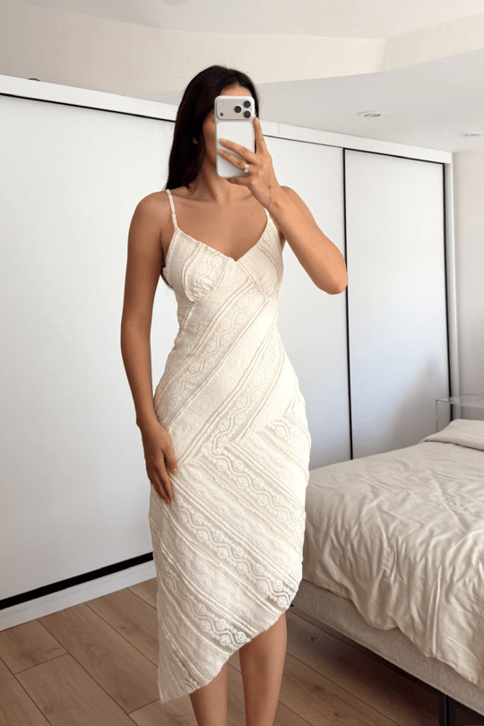Begüm İp Askılı Midi Elbise 3082