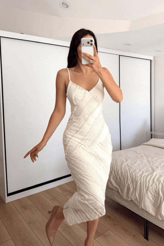 Begüm İp Askılı Midi Elbise 3082