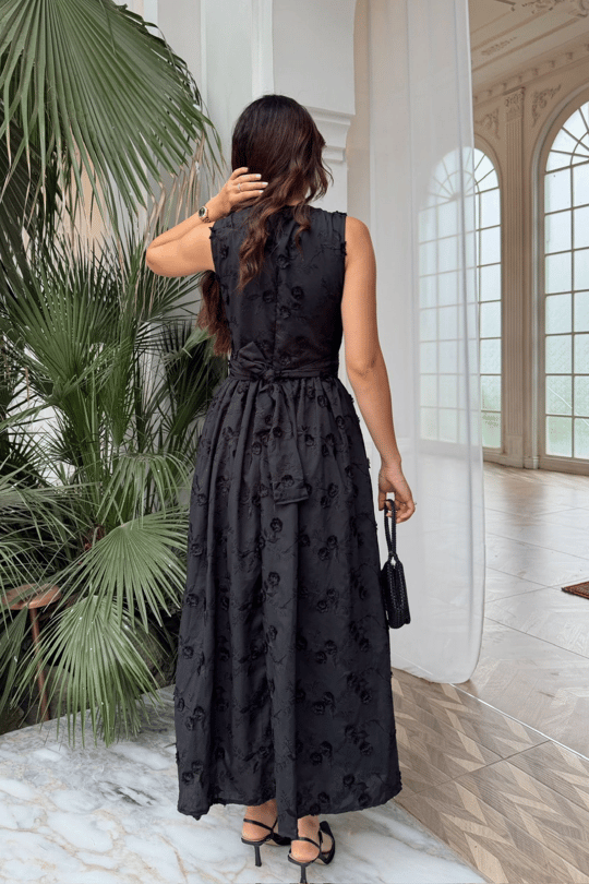 Deniz Poplin Kumaş Kolsuz Midi Elbise 8456