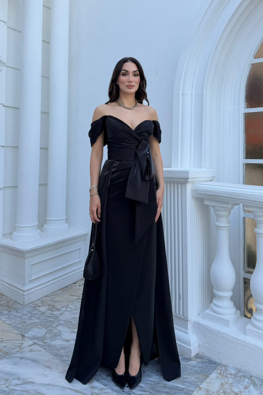 Ela Kayık Yaka Tasarım Abiye 1029