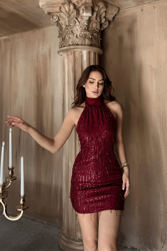 Elysia Tasarım Mini Elbise 583229 BORDO