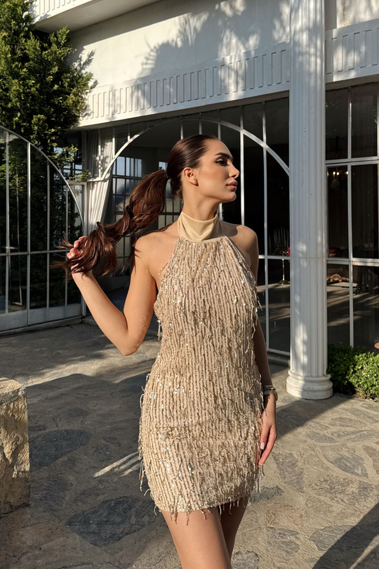 Elysia Tasarım Mini Elbise 583229 GOLD
