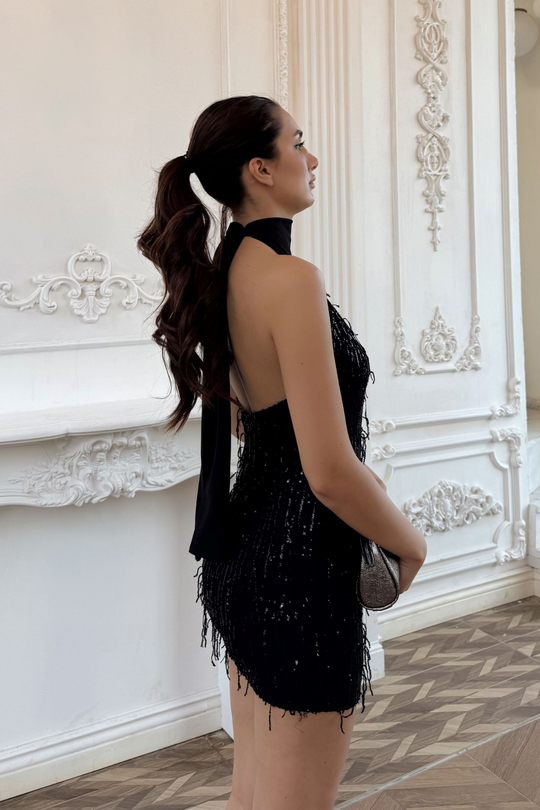 Elysia Tasarım Mini Elbise 583229 SİYAH