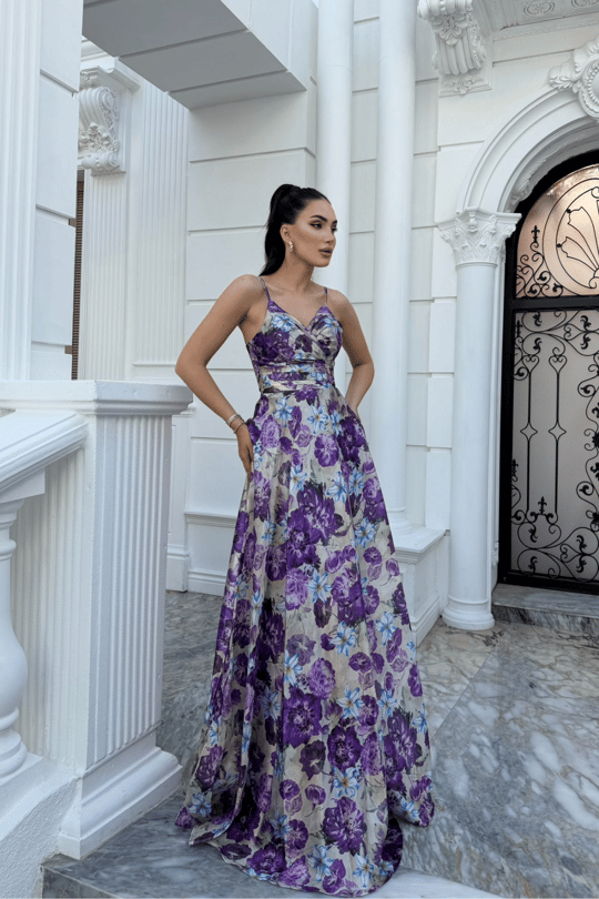 Feza Desenli Askı Detay Abiye 1093