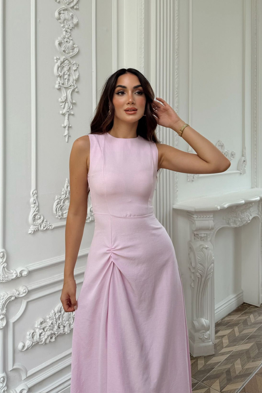 Güneş Kolsuz Düğüm Detay Midi Elbise 2245