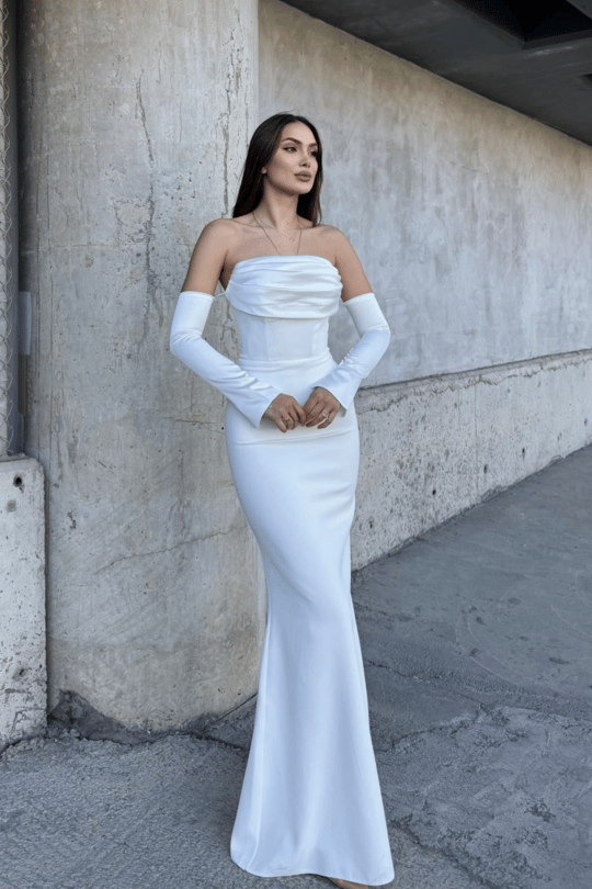 Helen Kol Detay Tasarım Abiye 45616 BEYAZ