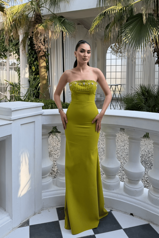 Ayda Straplez Taş İşlemeli Abiye 1059